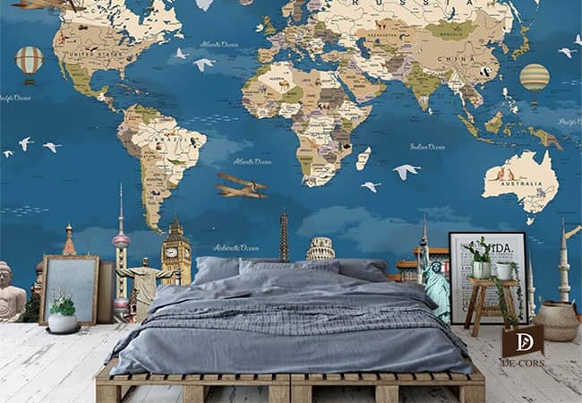 Фотошпалери з зображенням мапи Світу для дитячої кімнати