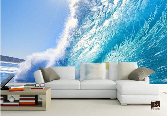 фотообои море и волны в интерьере дома